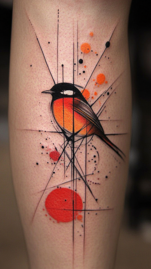 10. Abstract Bird Tattoos