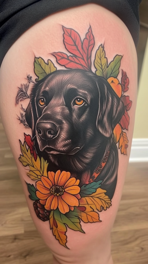 15. Autumn Dog Tattoo