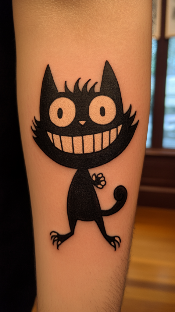4. Cartoon Cat Tattoo
