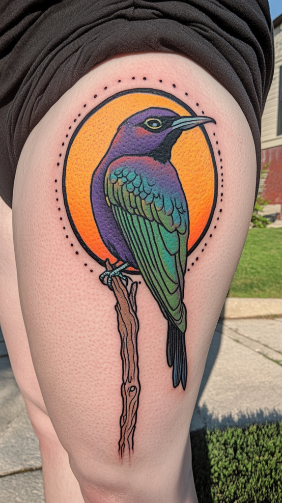 11. Circular Tattoos: A Vibrant Display of Avian Beauty