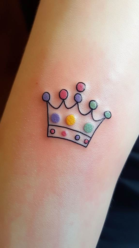 2. Doodled Crown Tattoo