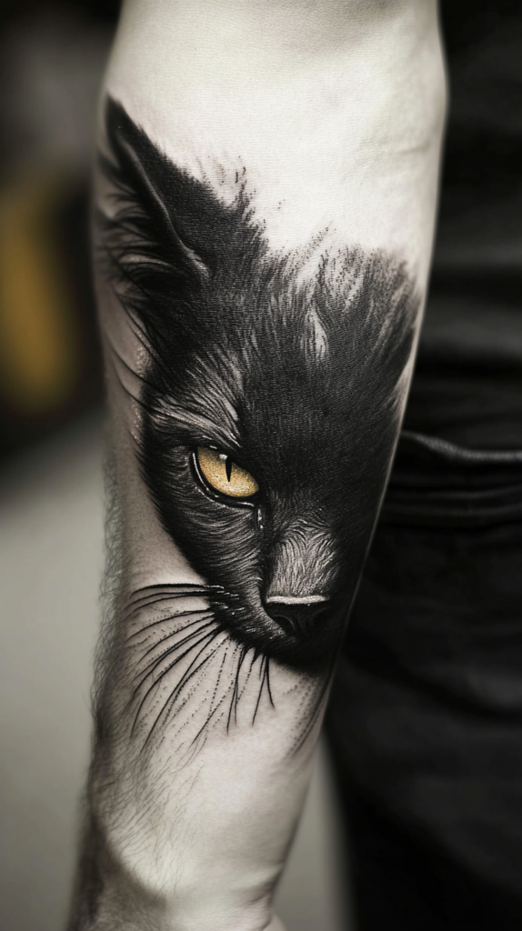 11. Etched Cat Tattoo