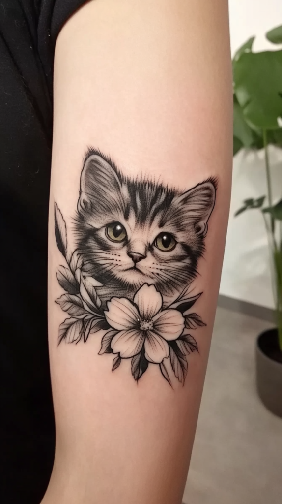 12. Etched Cat Tattoo