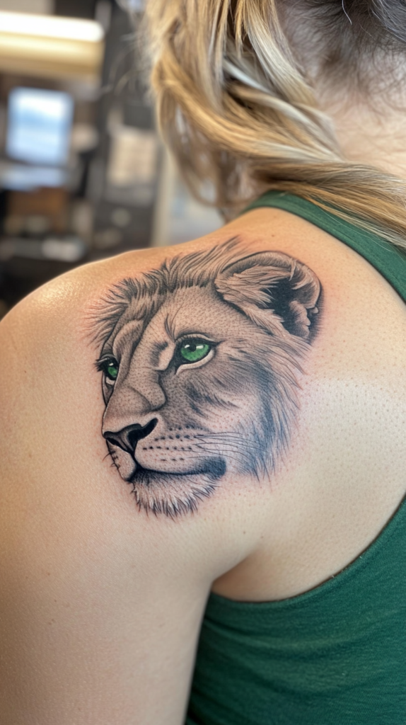 2. Fierce Lion with Piercing Emerald Eyes