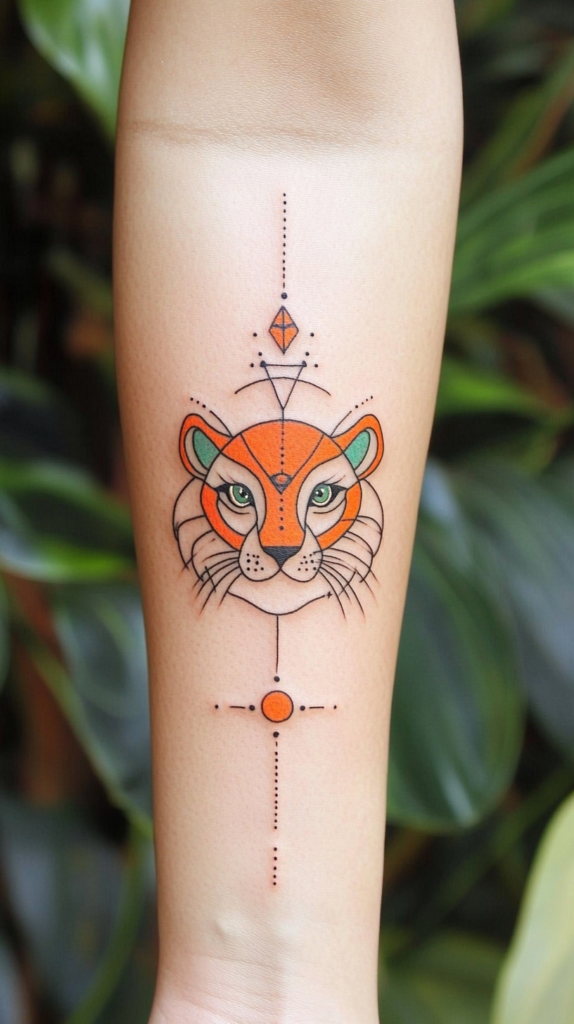 16. Fierce Orange Tiger Aligned with Sacred Geometry