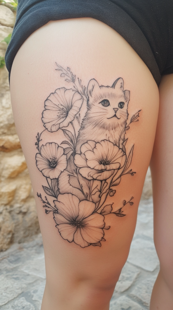 6. Illustrative Cat Tattoo