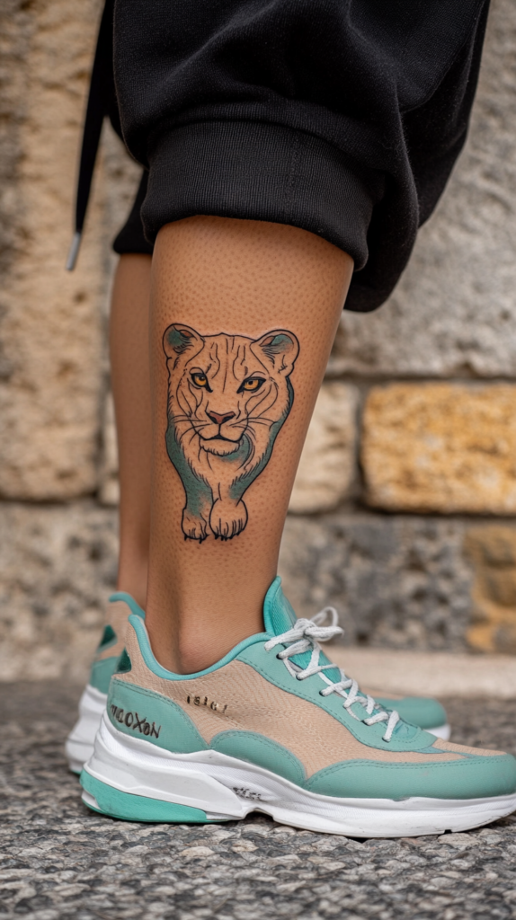 12. Lioness Prowling Across Tanned Skin