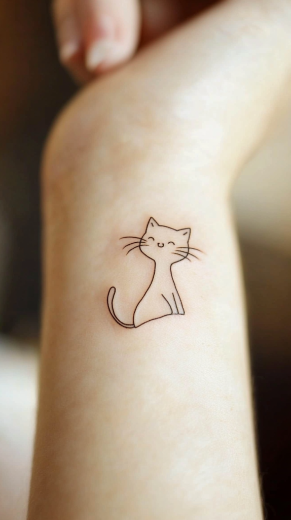 16. Minimalist Cat Tattoo