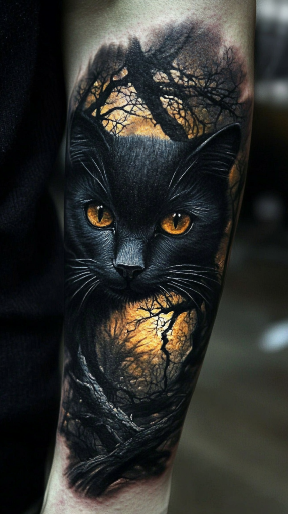 8. Mystical Cat Tattoo