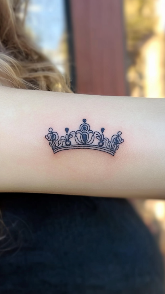8. Outline Crown Tattoo
