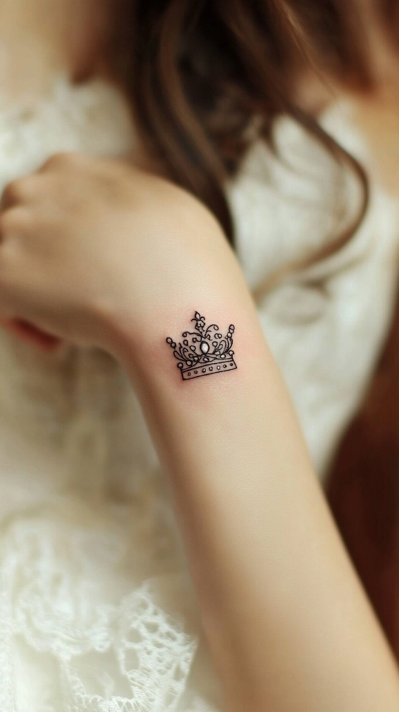 20. Outlines Crown Tattoo