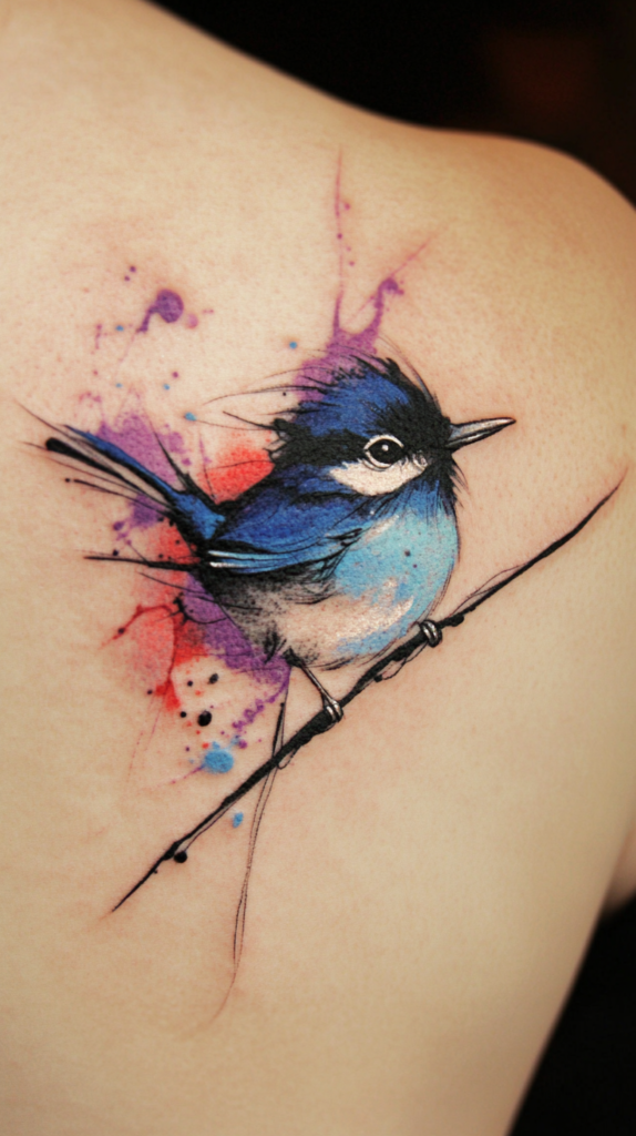 2. Watercolor Bird Tattoo