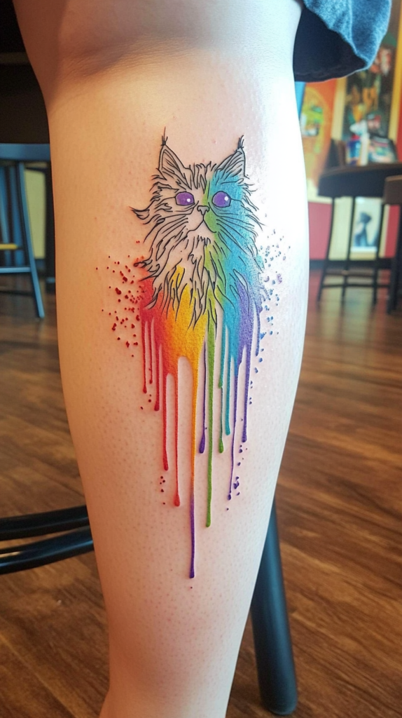 10. Watercolor Cat Tattoo